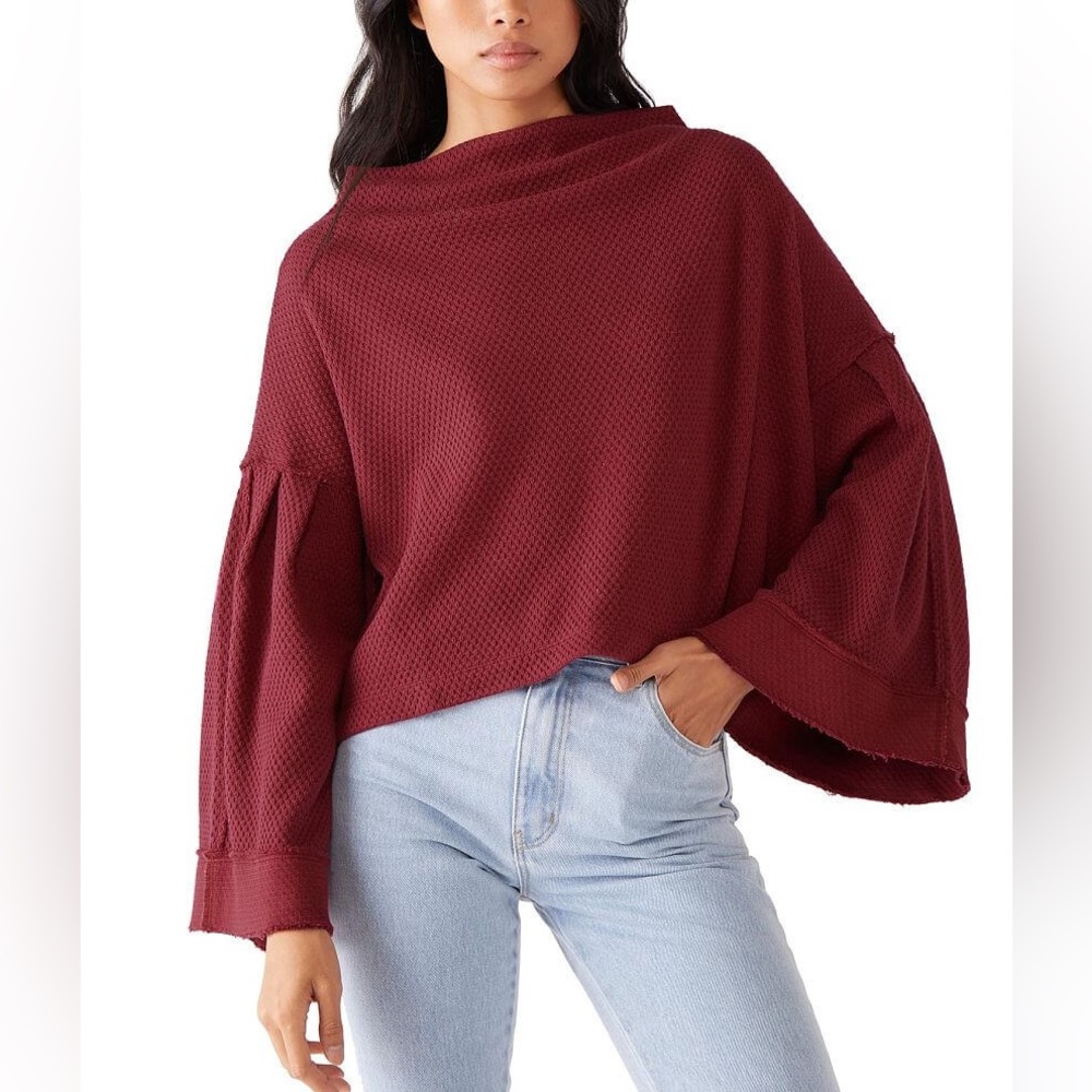 Free People Bunny Cropped Boat Neck Pullover